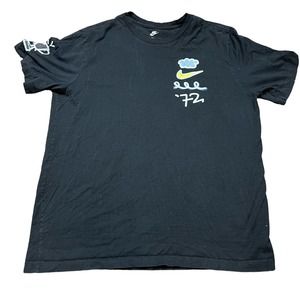 Nike Men's Size Large Doodleglyph T-Shirt Crew Black Short Sleeve 100% Cotton